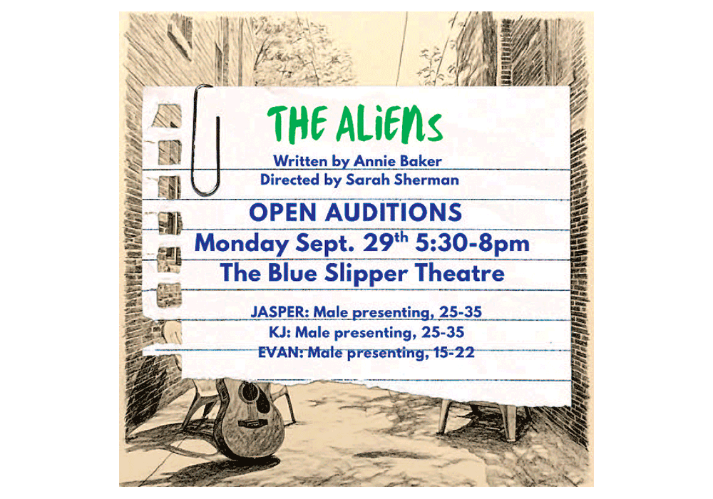 Open Auditions for “The Aliens” at The Blue Slipper Theatre